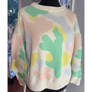 Anthropologie, Bobo Choses Large 100% Cotton Sweater With Pastel Splotches